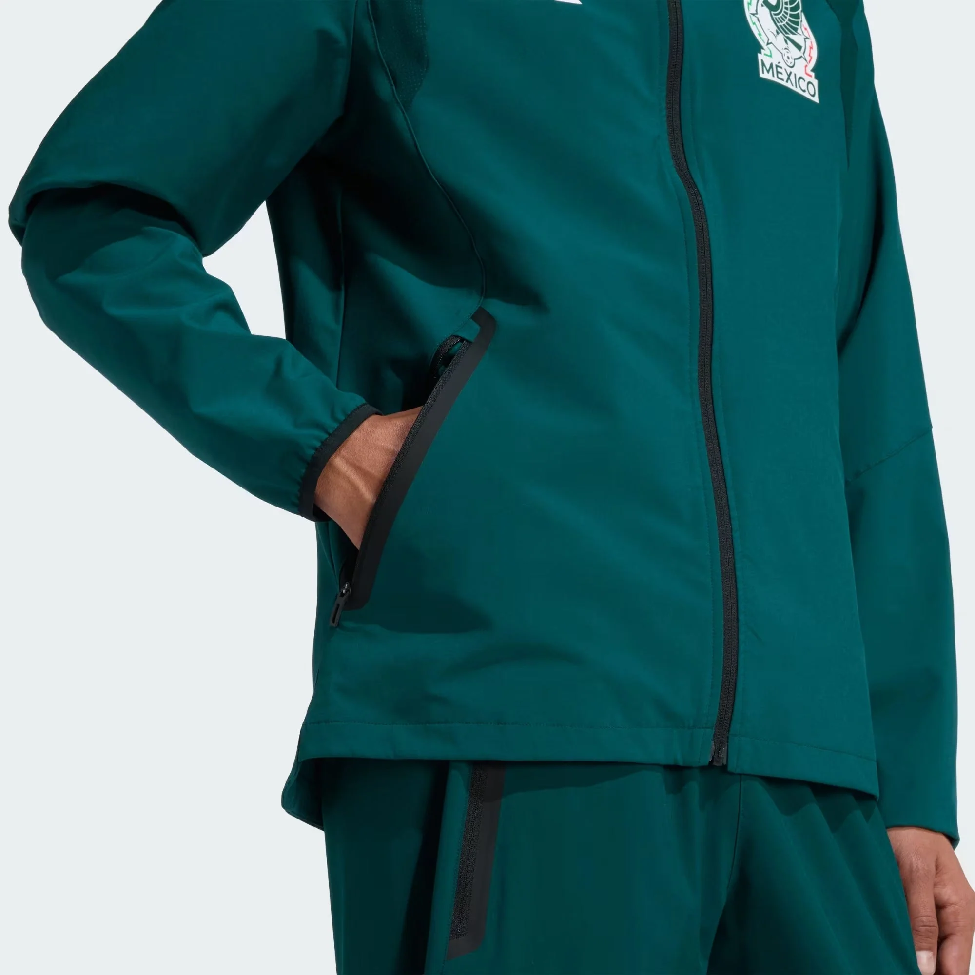 [jz6486] Mens Adidas Fmf Mexico Tiro Travel Full Zip Windbreaker - Aurora Ivy - Image 6