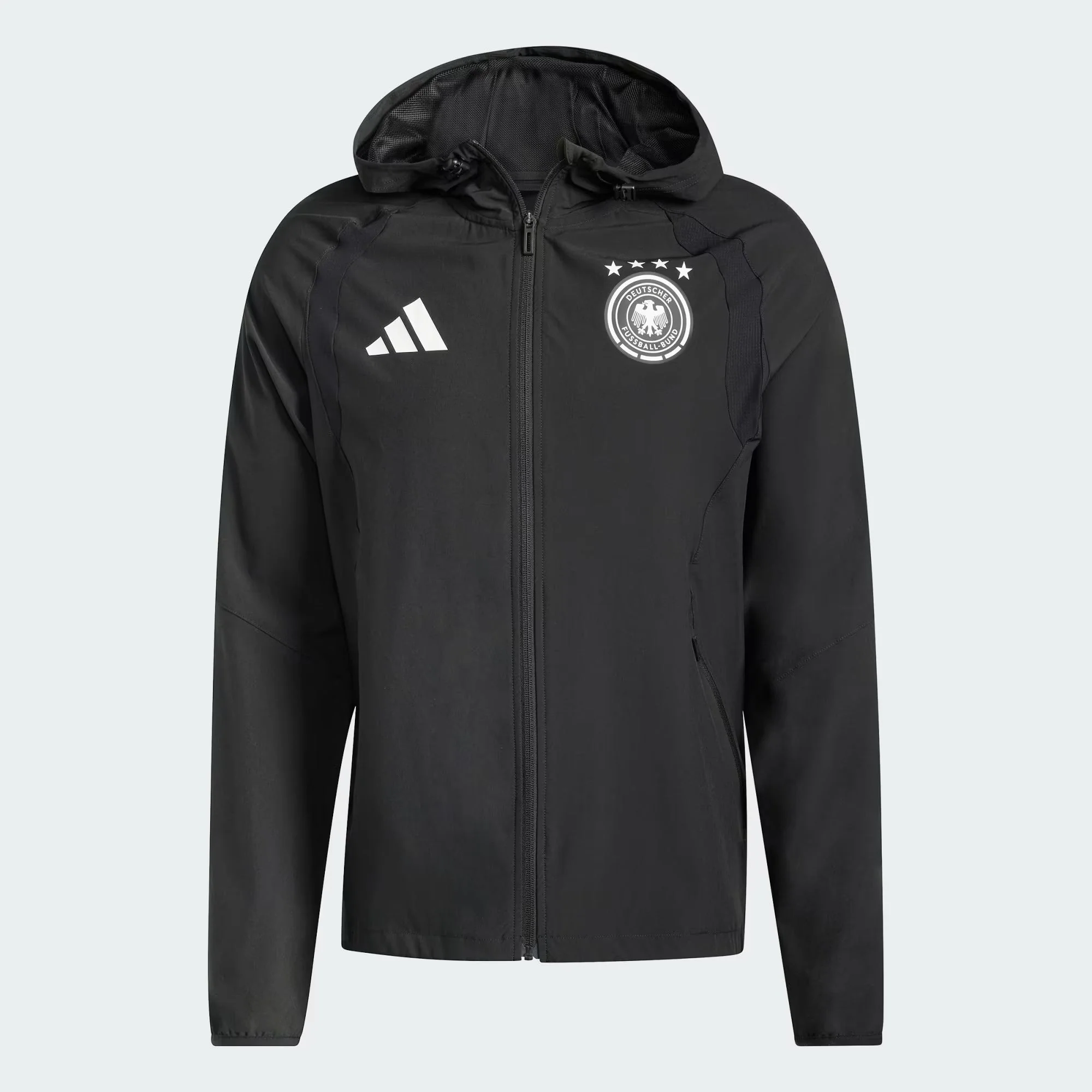 [jz9326] Mens Adidas Dfb Germany Tiro Travel Full Zip Windbreaker - Black