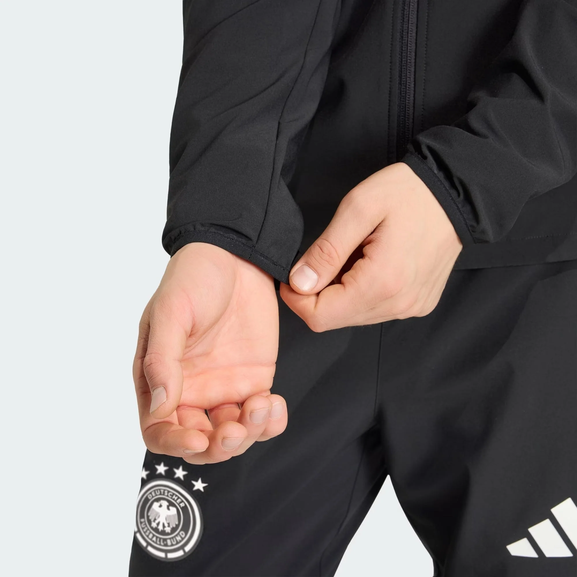 [jz9326] Mens Adidas Dfb Germany Tiro Travel Full Zip Windbreaker - Black - Image 6