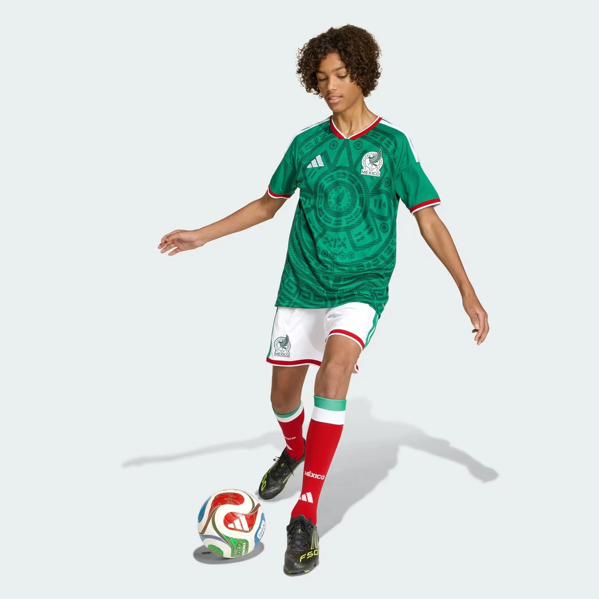 [KA6070] Youth Adidas Fmf Mexico 26 Home Shorts - White - Image 3