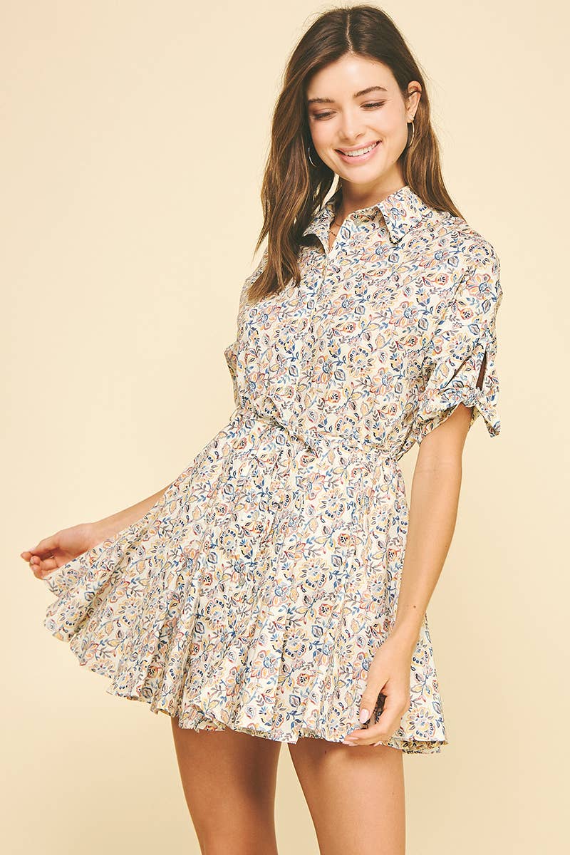 Karen - Floral Button Down Mini Dress - Image 2