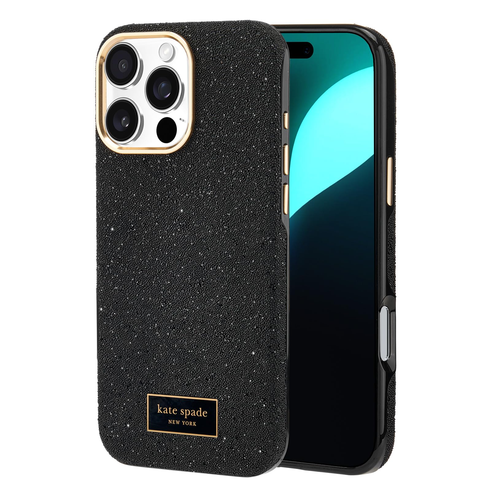 kate spade new york iPhone 16 Pro Max Case - Compatible with MagSafe - Designer Phone Case - Crystal Pave Nightfall