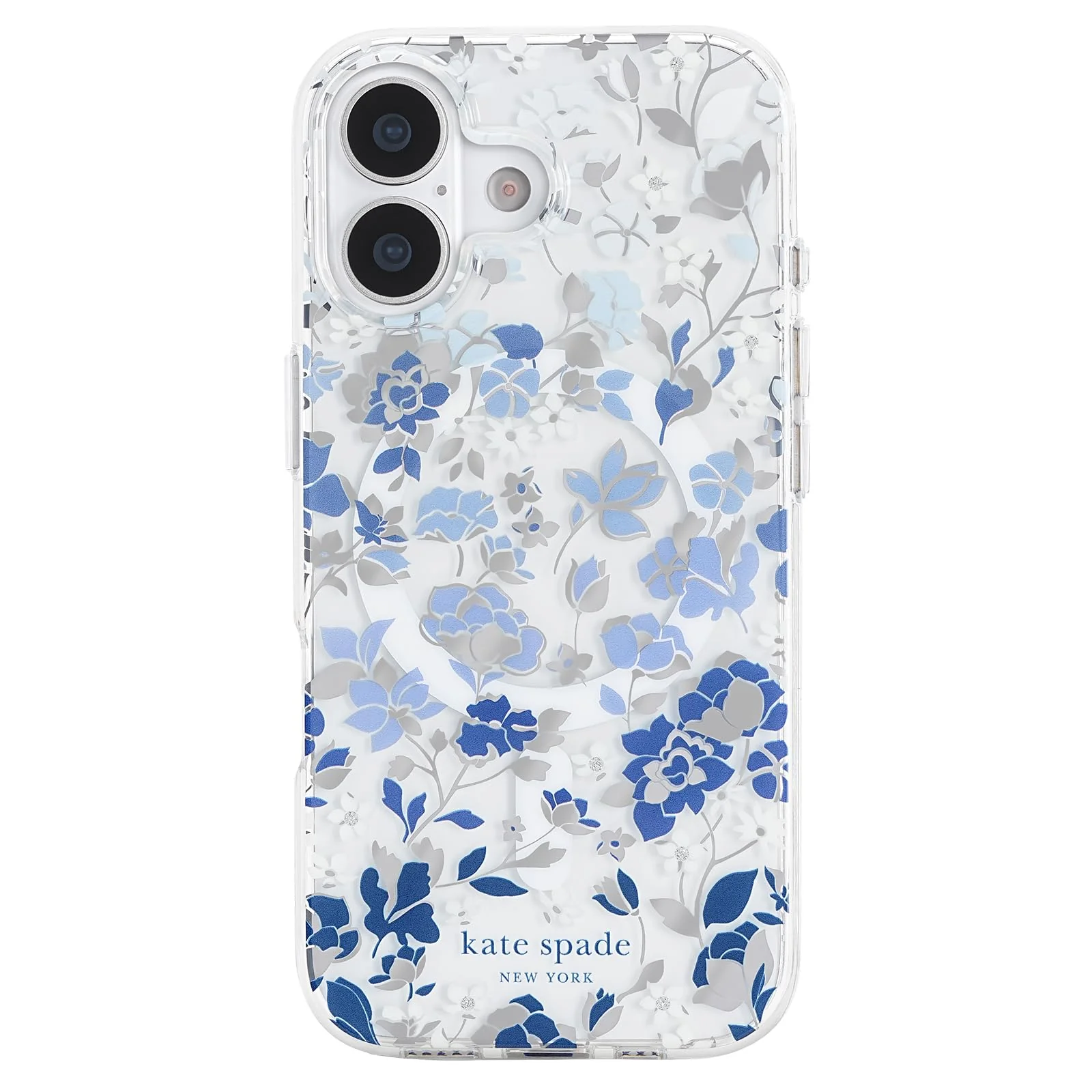 kate spade new york iPhone 17 Case - Compatible with MagSafe - Designer Phone Case - Flowerbed Blue Gems