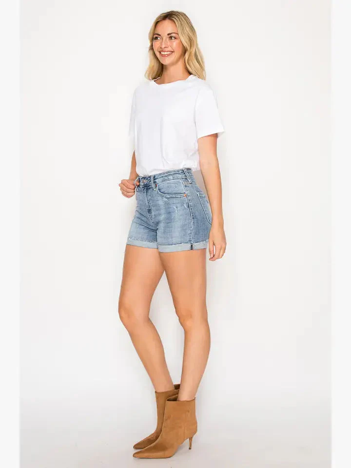Kathy High Rise Cuffed Stretch Shorts - Image 3