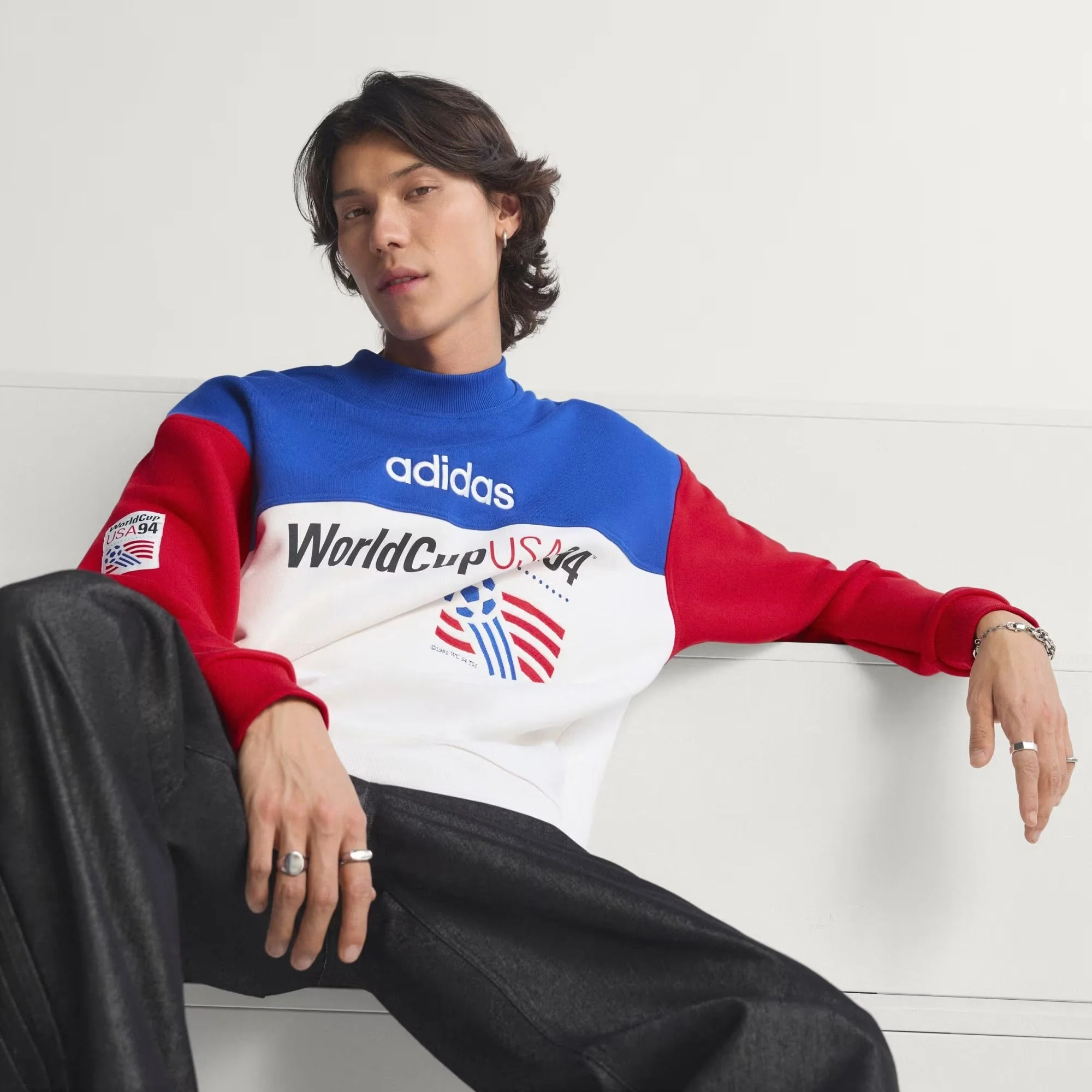 [kd1156] Mens Adidas Usa 94 Graphic Sweatshirt - Royblu/clowhi - Image 6