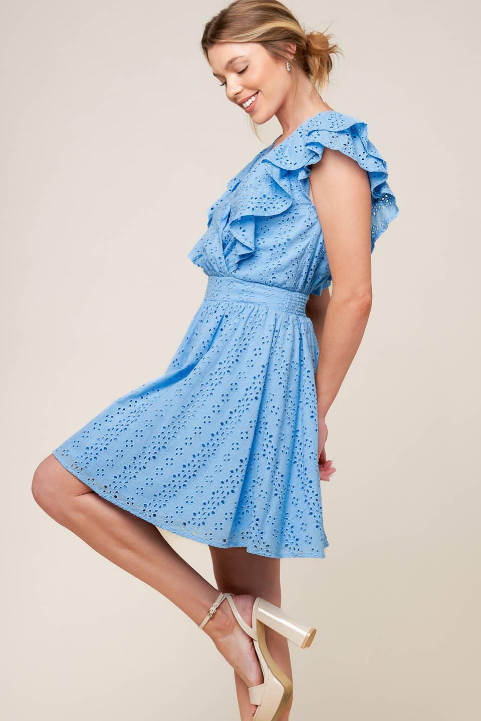 Keep Me Close Powder Blue Woven Mini Dress - Image 3
