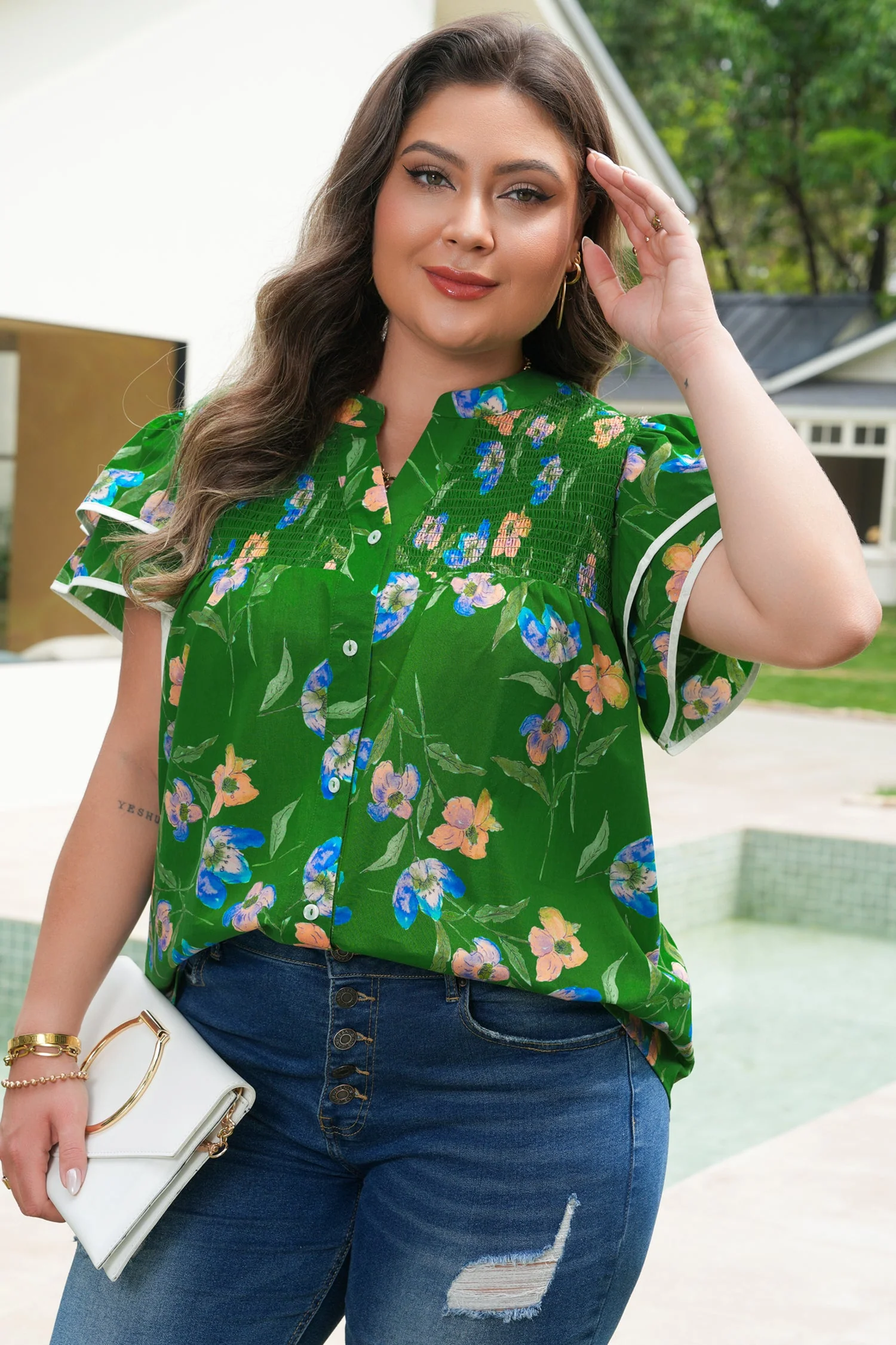 Keilani Short Sleeve Floral PLUS Top - Image 4