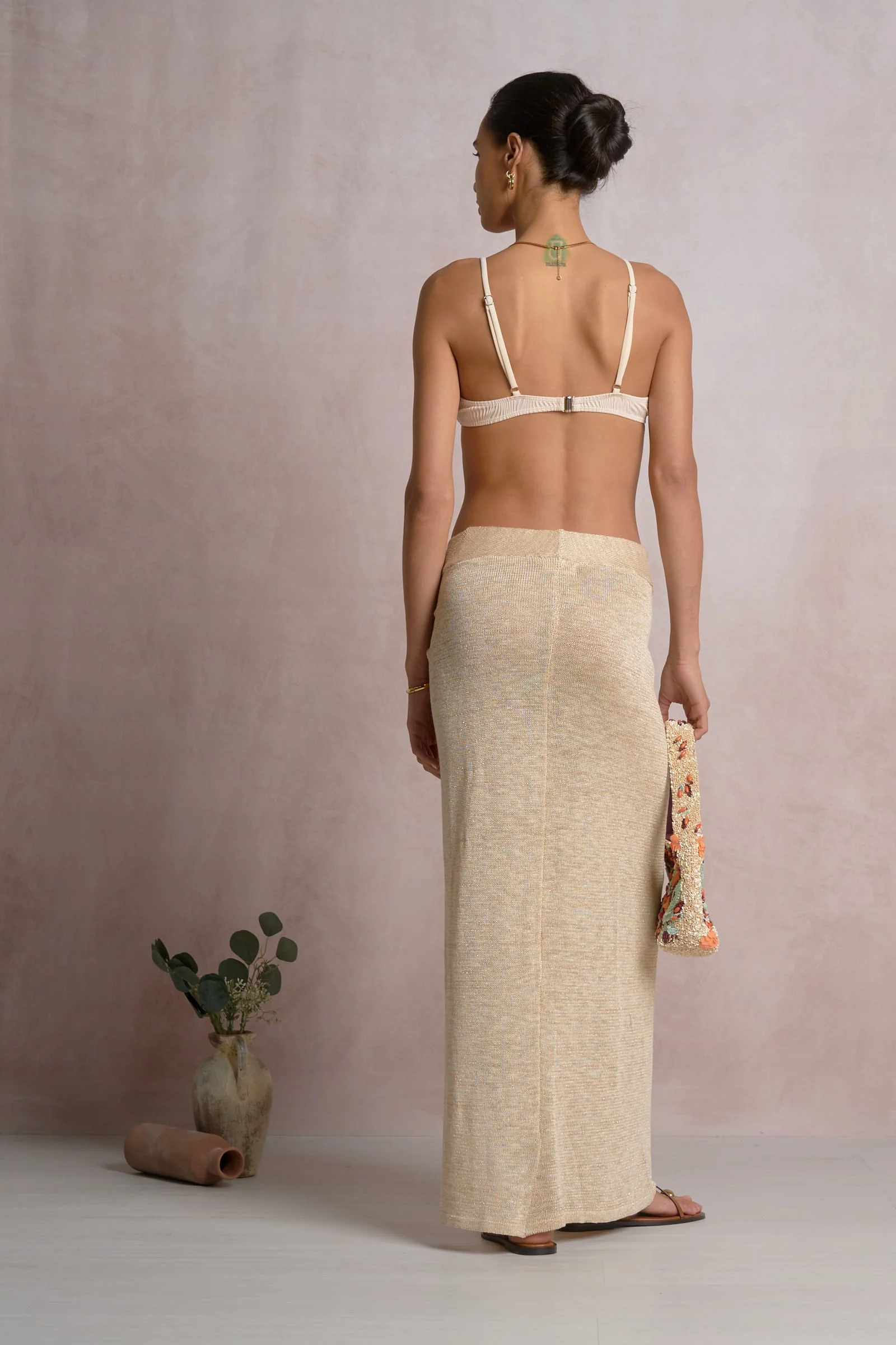 Kera Wrap Skirt Beige - Image 4