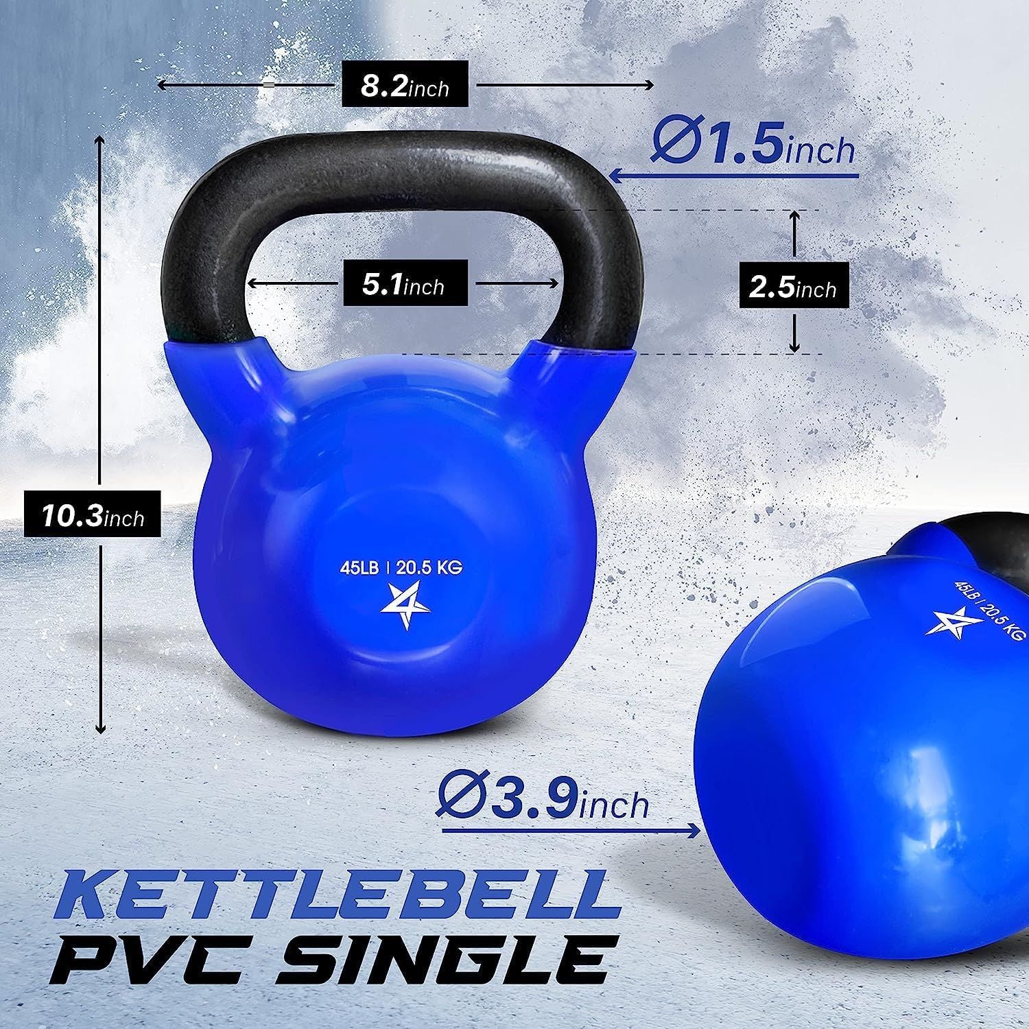 Kettlebell, 5-100 LB Vinyl Coated Cast Iron Strength Training Kettlebells for Home Gym Exercises, Fitness, Full Body Workout Equipment, Push Ups, and Grip Strength - Image 3