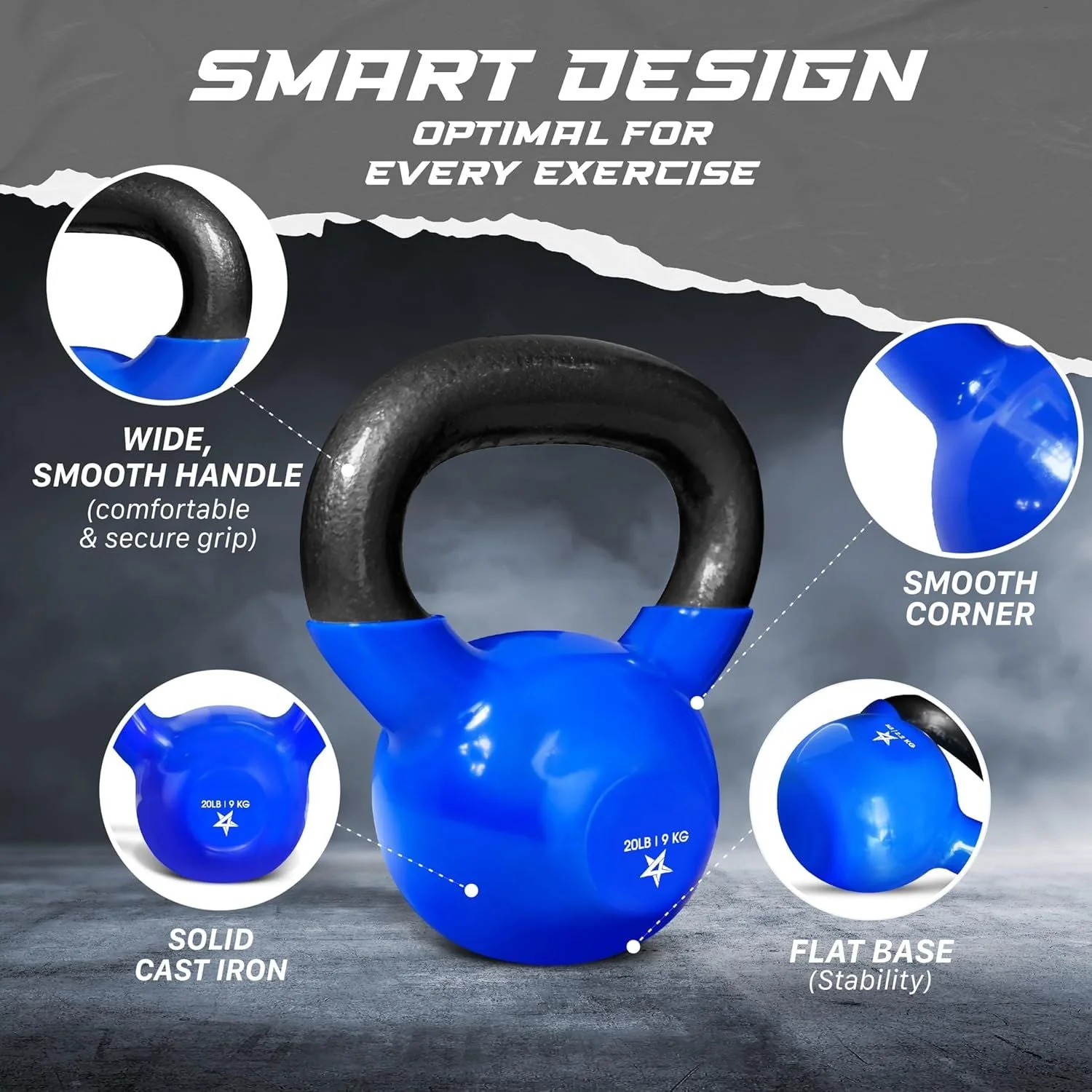 Kettlebell, 5-100 LB Vinyl Coated Cast Iron Strength Training Kettlebells for Home Gym Exercises, Fitness, Full Body Workout Equipment, Push Ups, and Grip Strength - Image 41