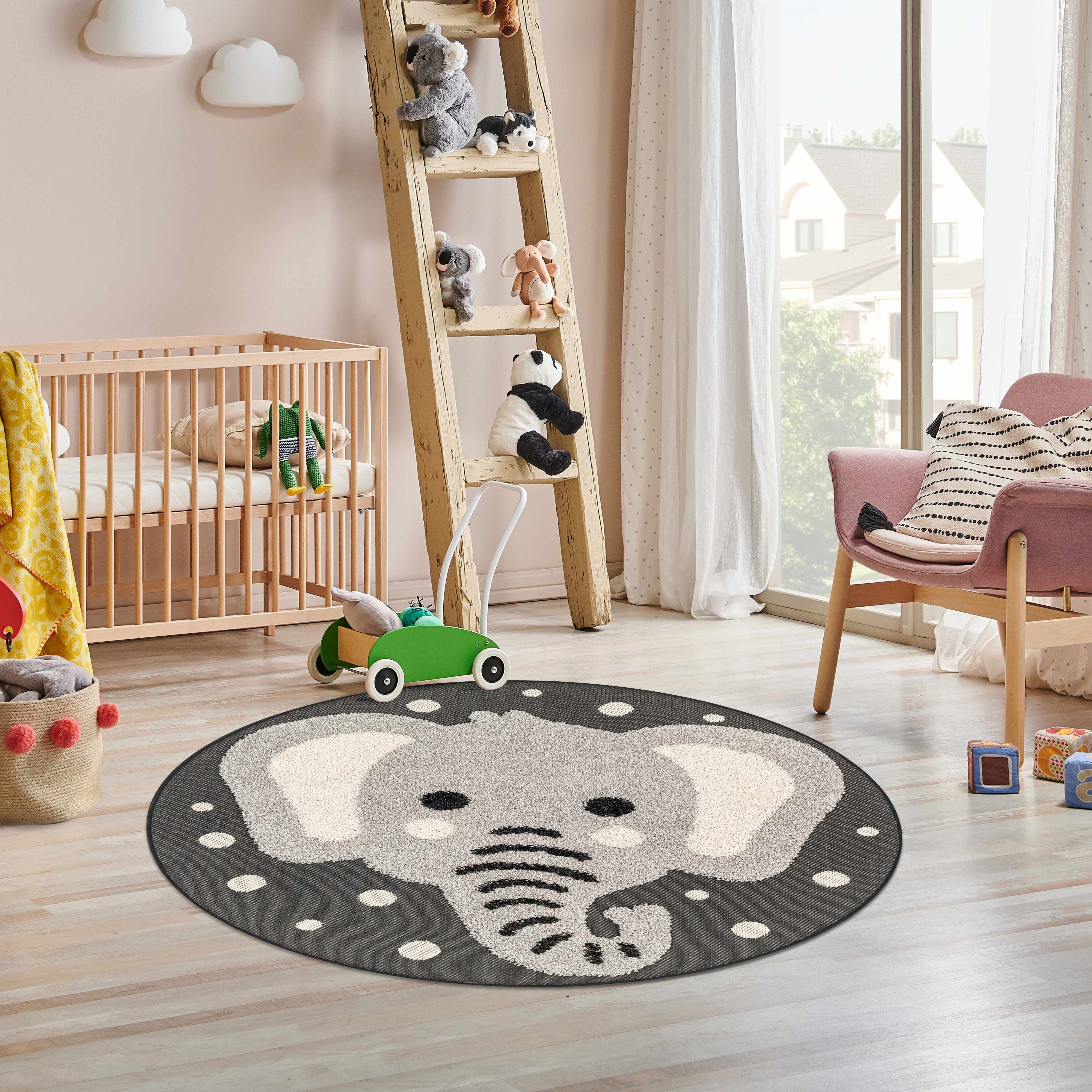 Kids Elephant Animal Print Nursery Outdoor Area Rug - Clearance - Image 2
