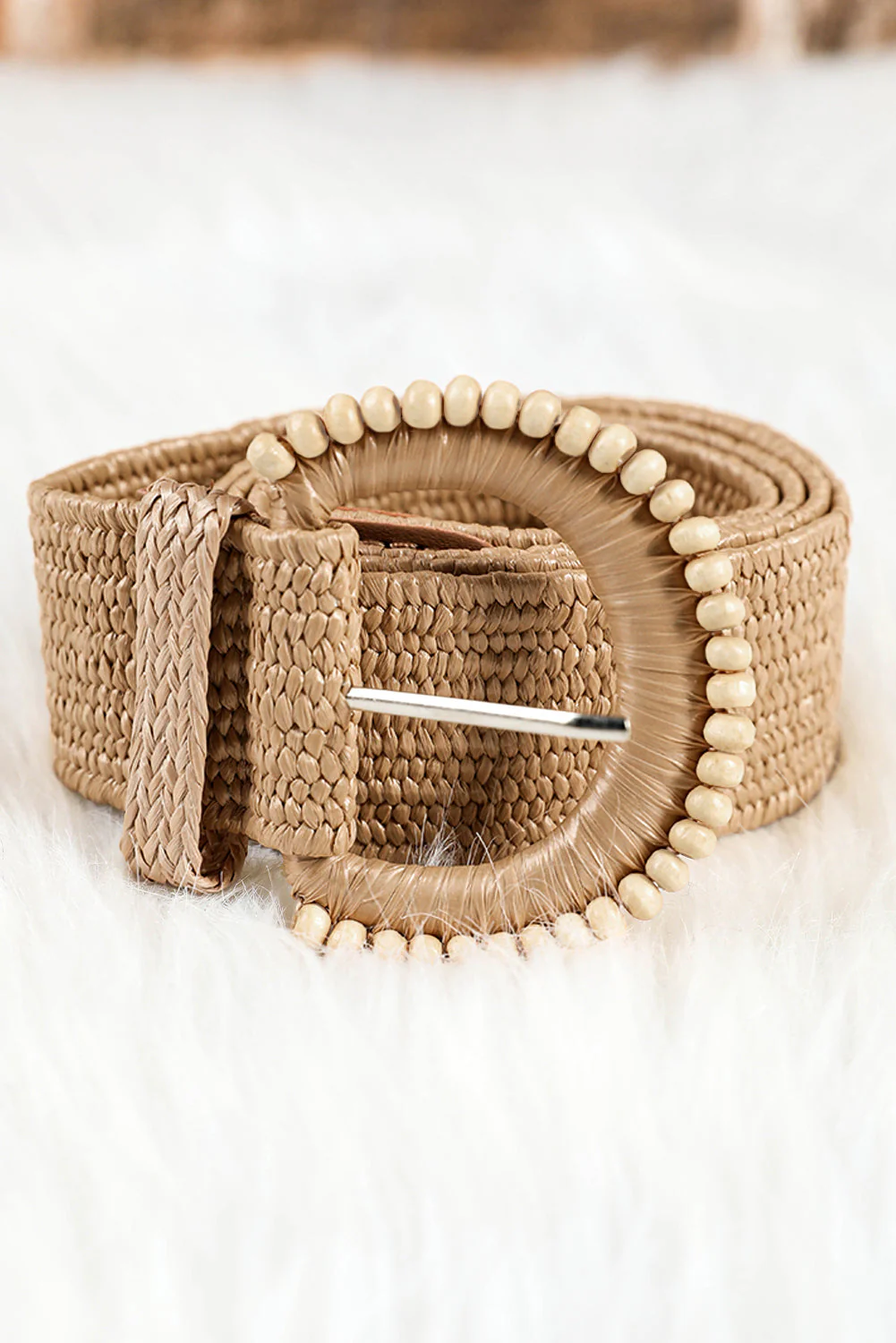 Threaded Pear Kylie Beaded Straw Woven Belt - Image 4