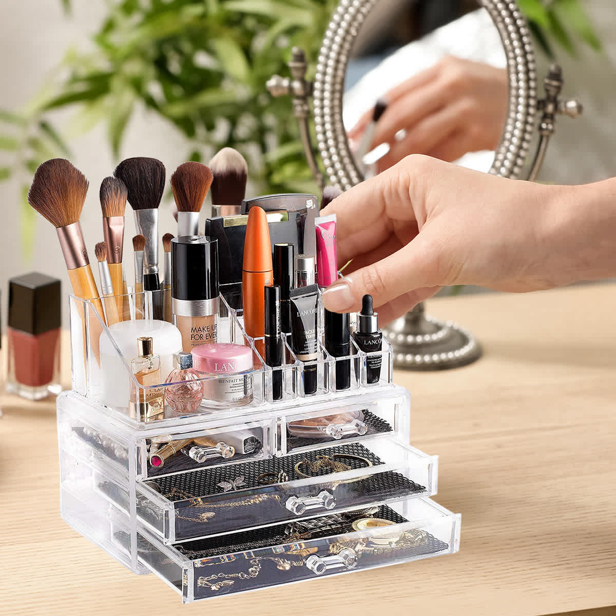 La Sante Acrylic Cosmetic Makeup Storage Or Jewelry Organizer With 3 Drawers
