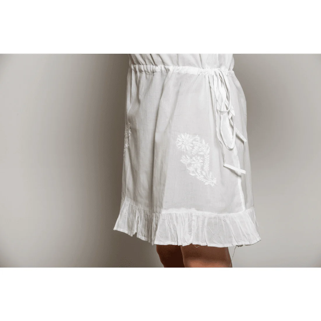 La Chic Women's Embroidered Cotton Drawstring Coverup - Image 4
