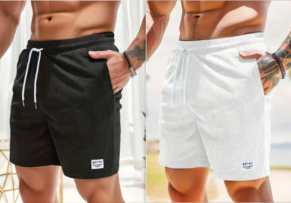 Lace-up Drawstring Shorts Summer Corduroy Sports Short Pants Mens Clothing - Image 4
