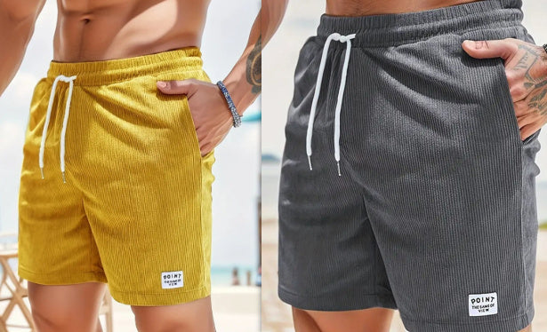 Lace-up Drawstring Shorts Summer Corduroy Sports Short Pants Mens Clothing - Image 6