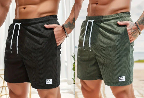 Lace-up Drawstring Shorts Summer Corduroy Sports Short Pants Mens Clothing - Image 7