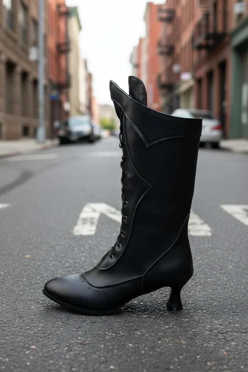 Lace-Up Martin Boots | Round Toe Wine-Cup Heel | Large-Size Women’s Boots - Image 3
