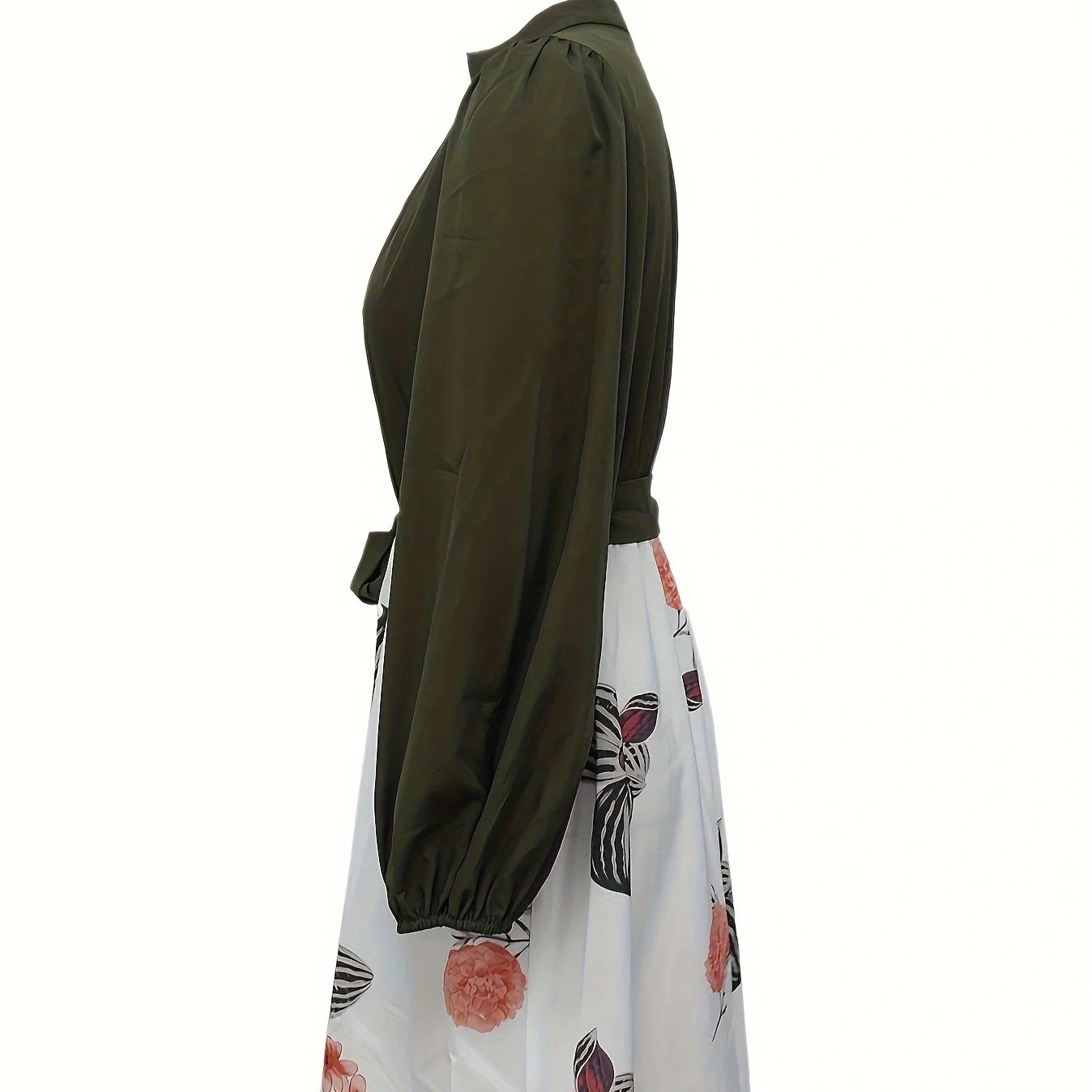 Ladies' Fashion Printed V-neck Waist Strap Casual Dress - Image 2
