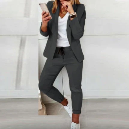 Lapel Blazer & Drawstring Trousers OL Suit – 12 Colors XS–3XL - Image 10