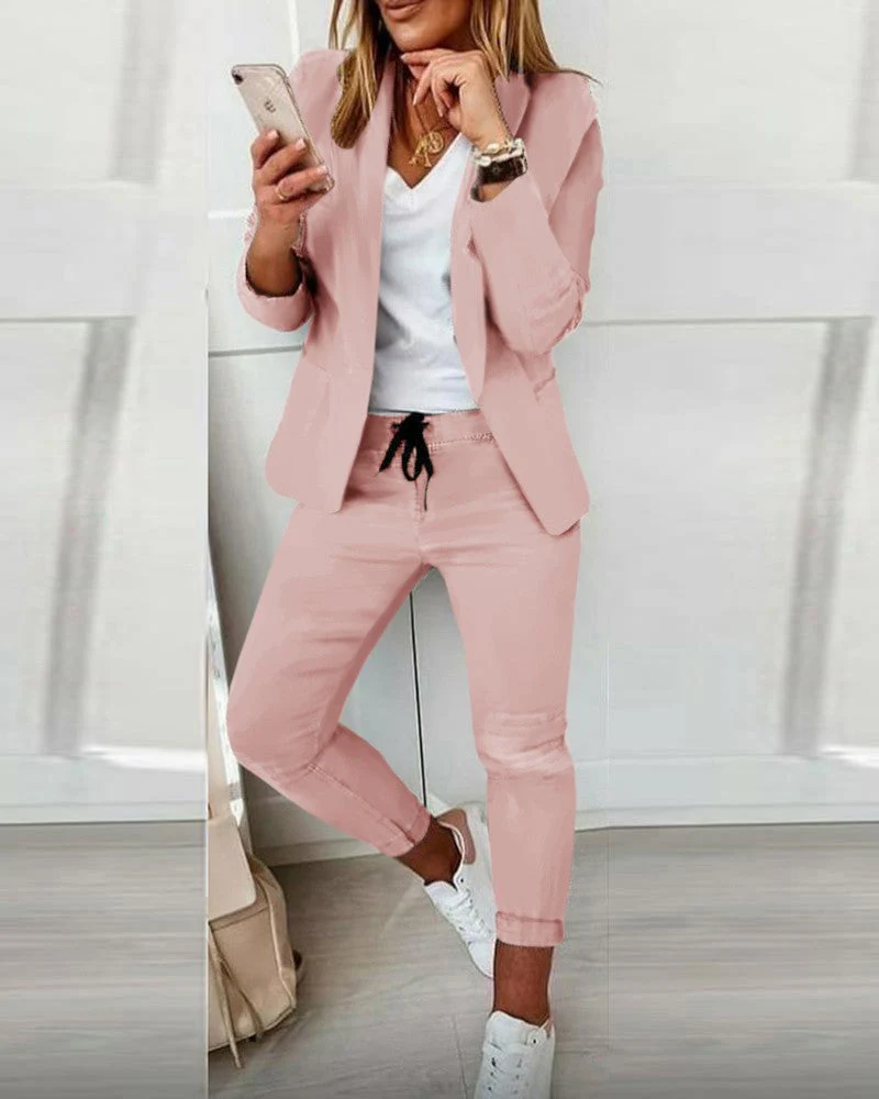 Lapel Blazer & Drawstring Trousers OL Suit – 12 Colors XS–3XL - Image 2