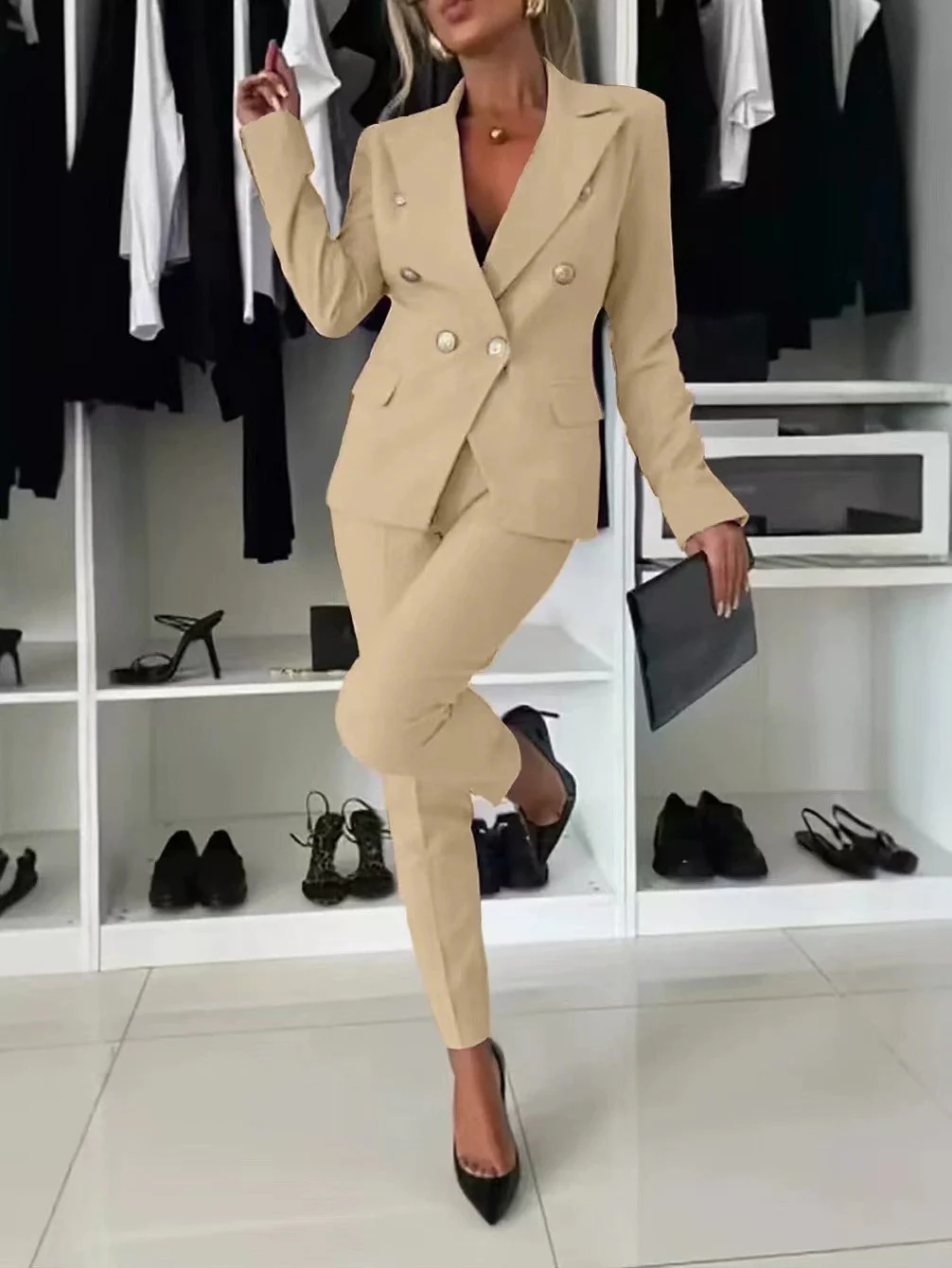 Lapel Button-Down Jacket & Slim-Fit Trousers Suit – 15 Colors XS–XXL - Image 17