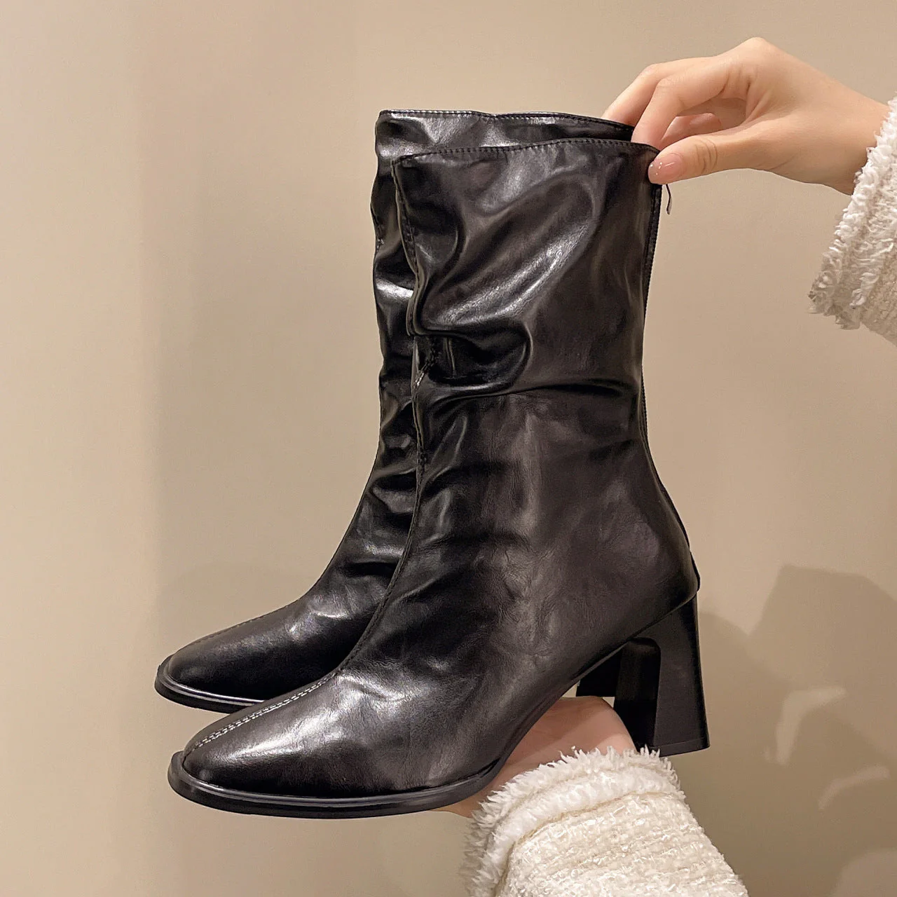 Large Size Women’s High Heel Plus-Width Ankle Boots – Autumn/Winter - Image 6