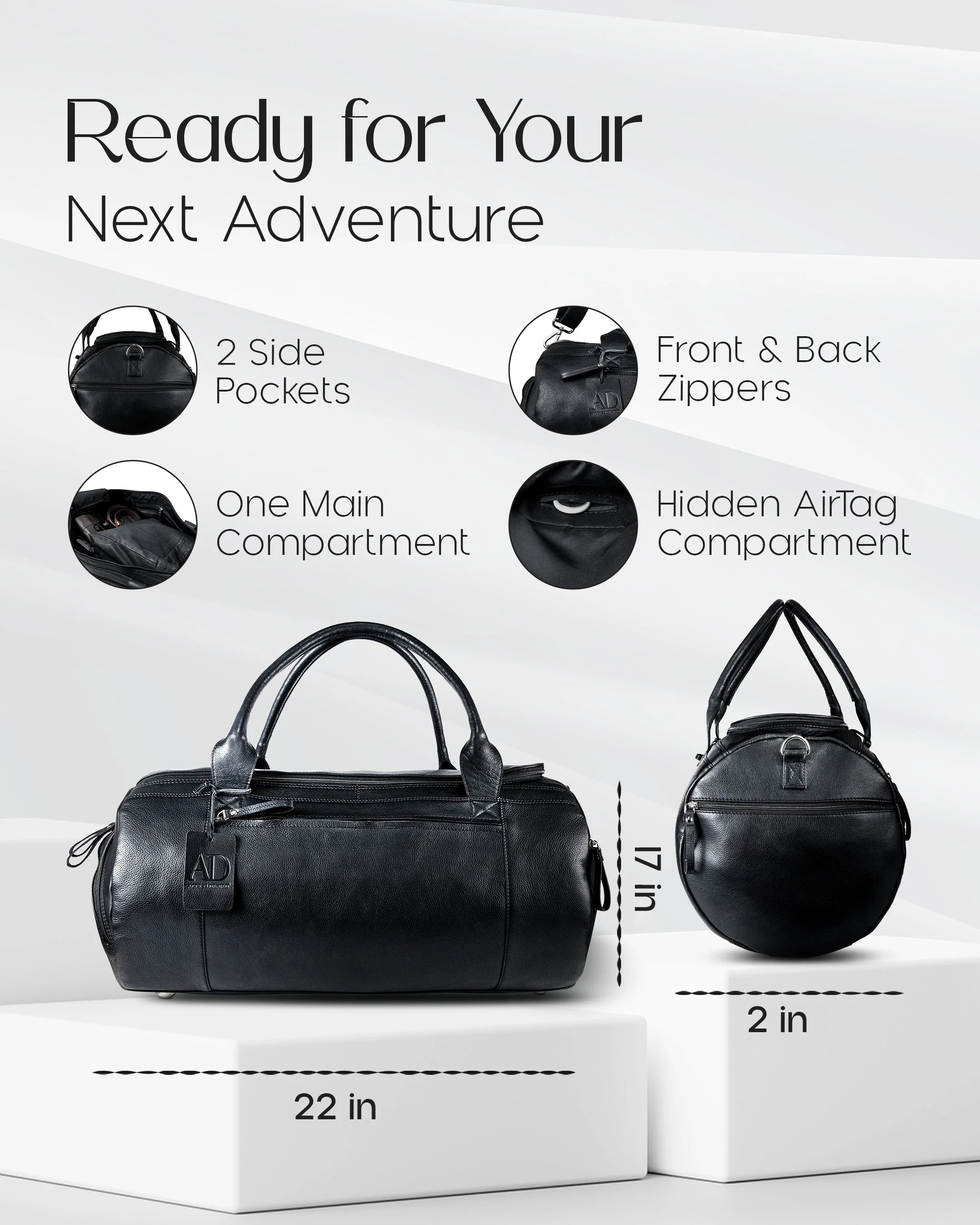 Leather Travel Duffel Bag - Image 3