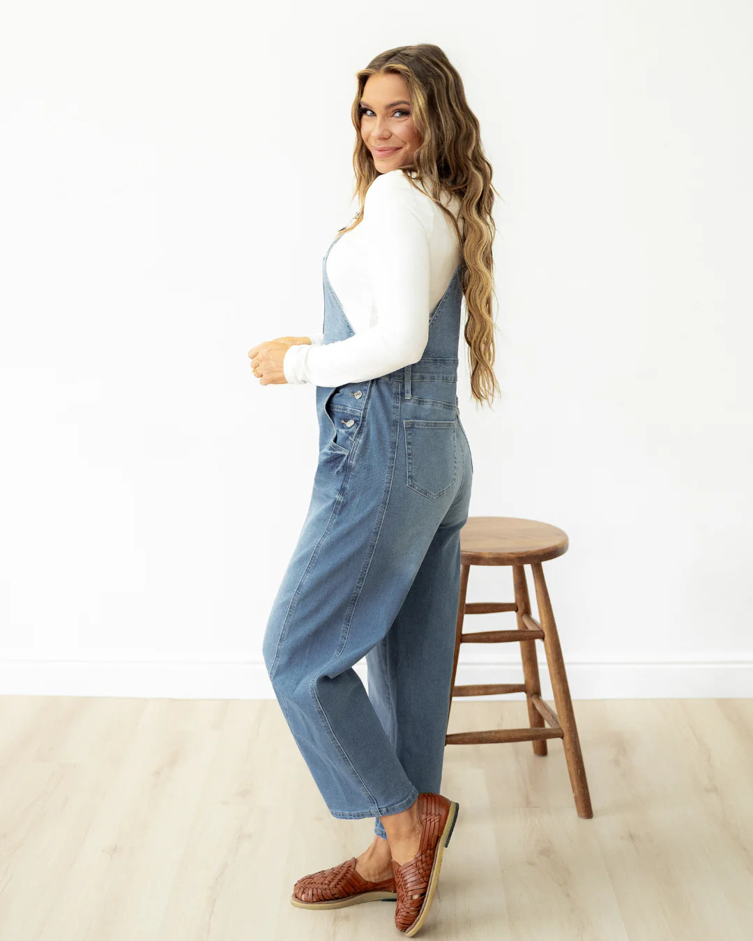 Leilani Adjustable Buckle Straps Straight Leg Denim Overalls - Image 5