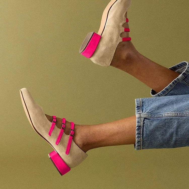 Leisure Low Heel Three-Breasted Women’s Shoes — Triple Button Casual Shoes - Image 2