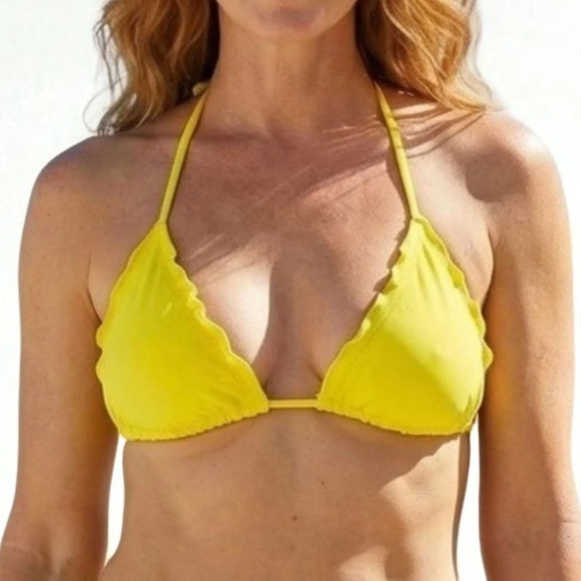 Lexie Lu Woman Canary Yellow Medium Ruffle String Bikini Top - Image 3