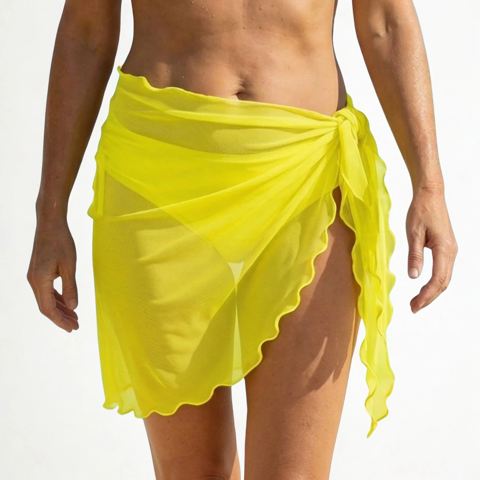 Lexie Lu Woman Canary Yellow S/M Ruffle Sarong - Image 4