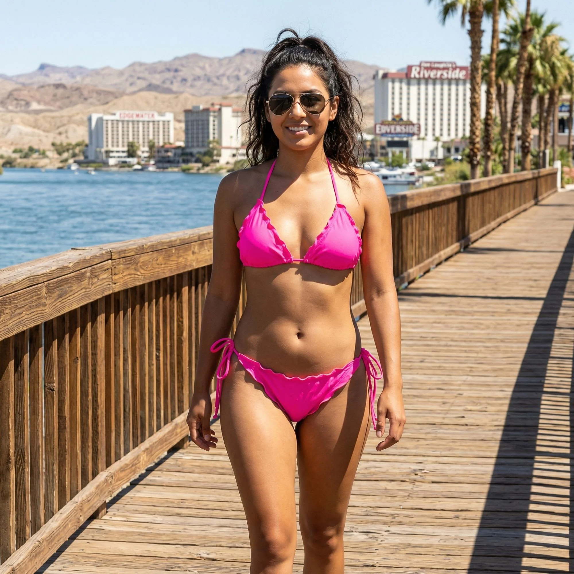 Lexie Lu Woman Hot Pink Small Ruffle String Bikini Bottom - Image 2