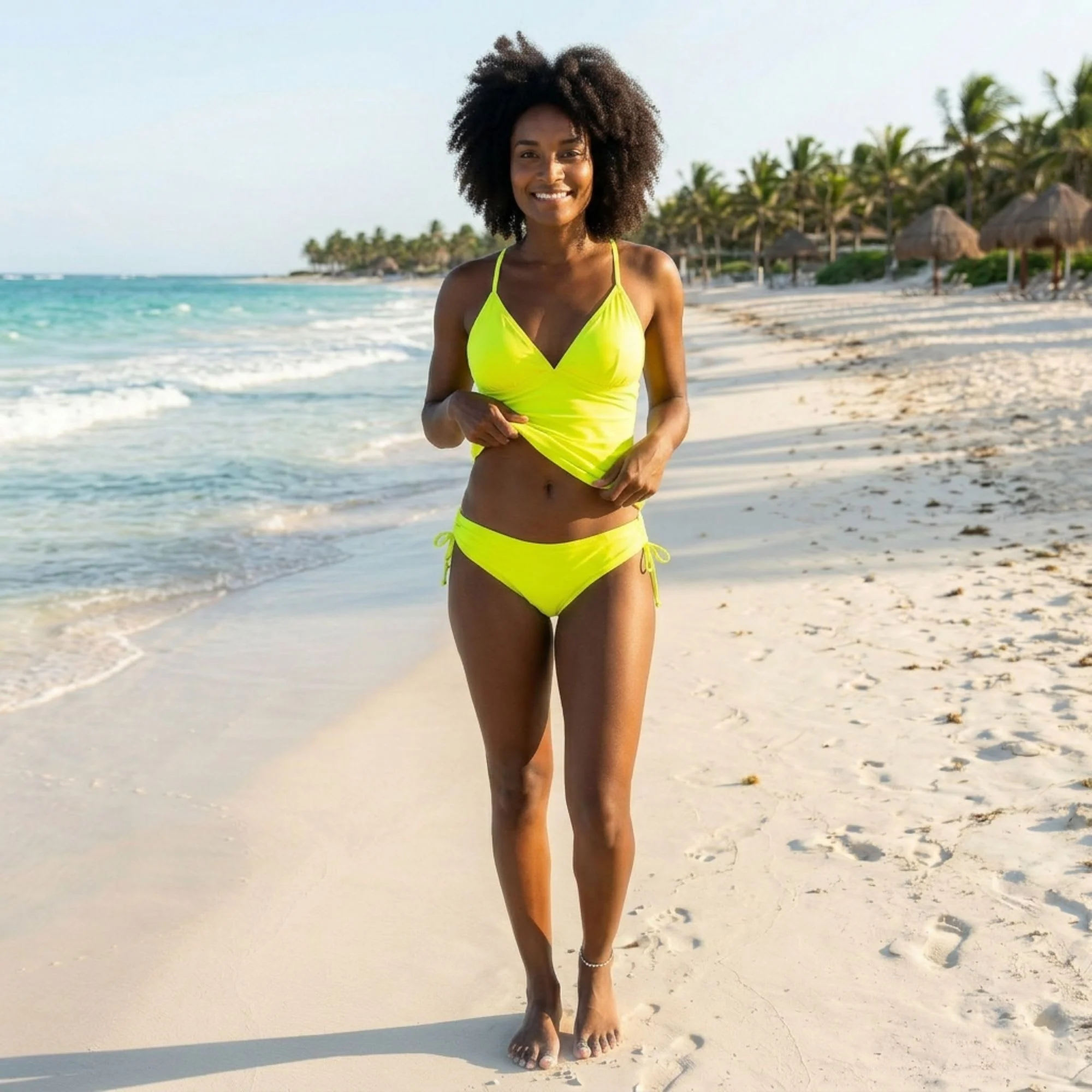 Lexie Lu Woman Neon Green Small Bikini Brief Hipster with Strings - Image 4