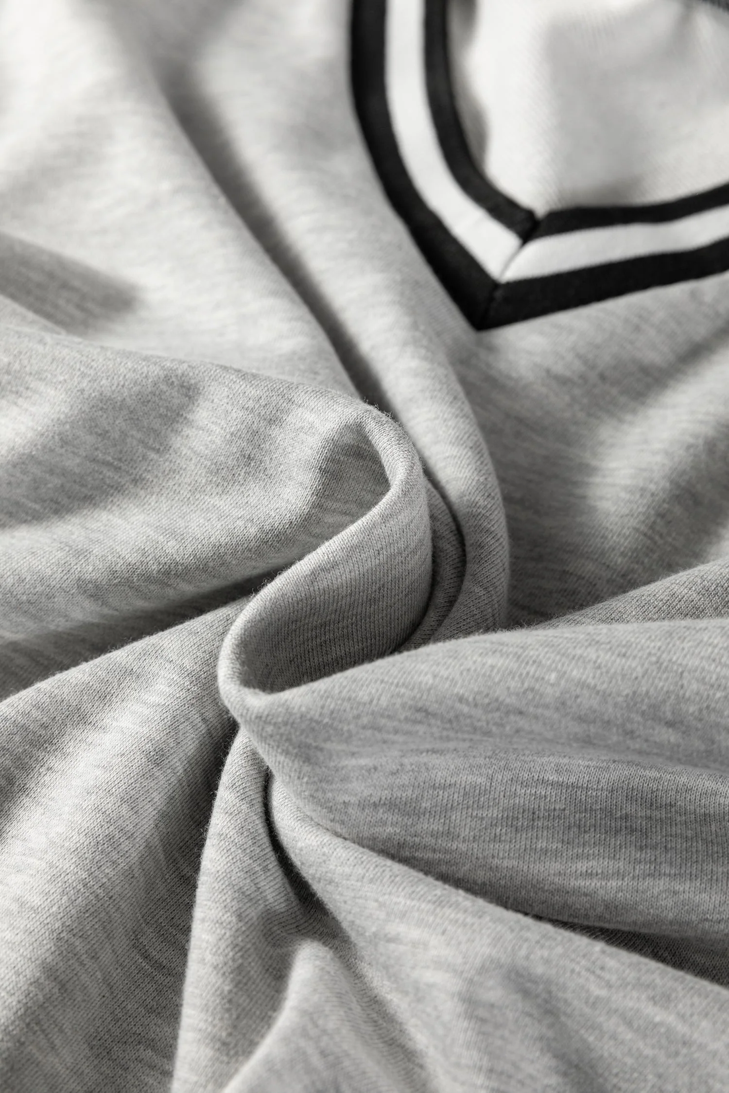 Light Grey Striped Trim V Neck Long Sleeve Preppy T Shirt Dress - Image 9