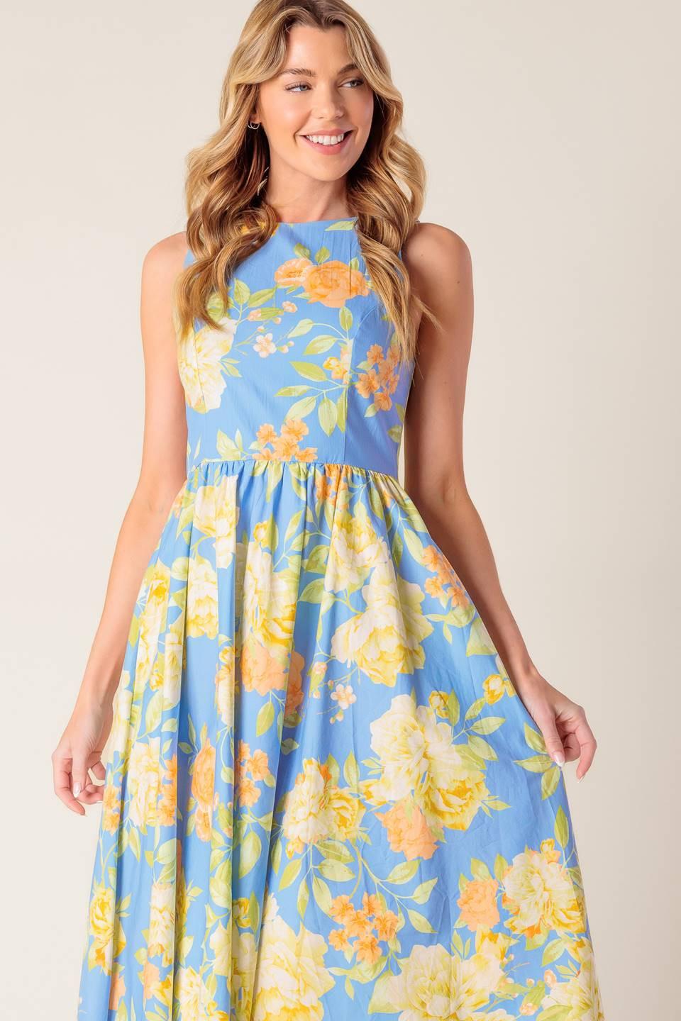Like Magic Powder Blue Woven Midi Dress - Image 4