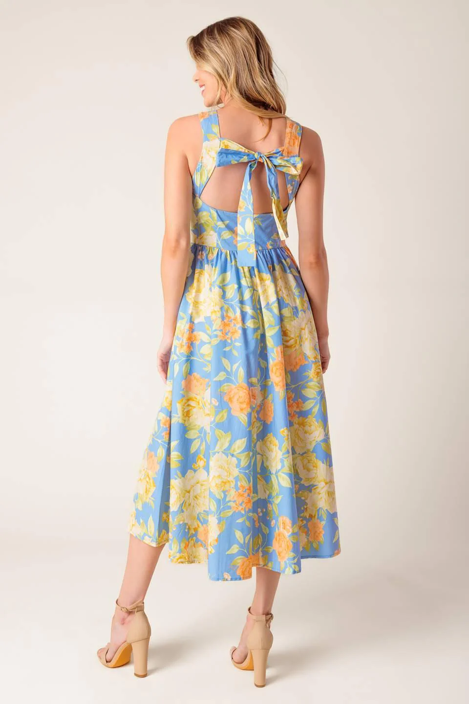 Like Magic Powder Blue Woven Midi Dress - Image 5