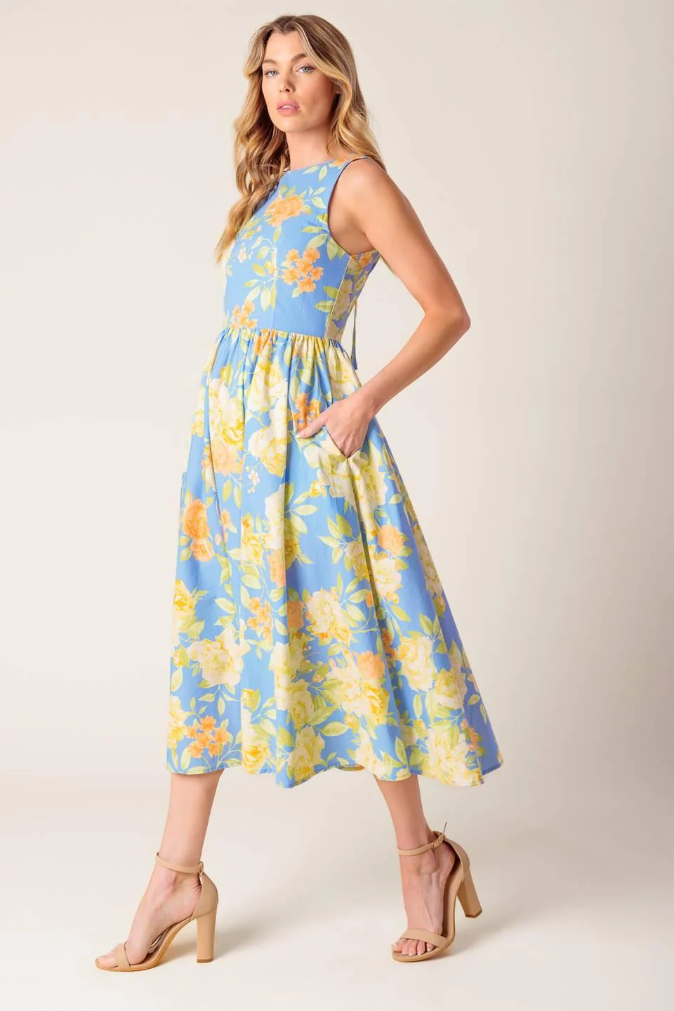 Like Magic Powder Blue Woven Midi Dress - Image 6