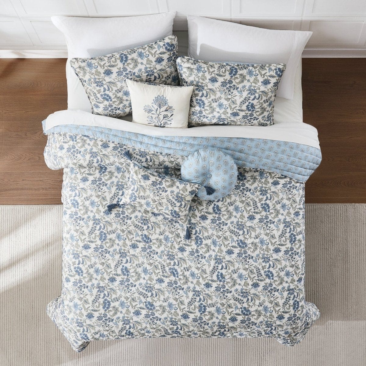 Lillian Block Print Reversible Quilt 6 Set - Image 3