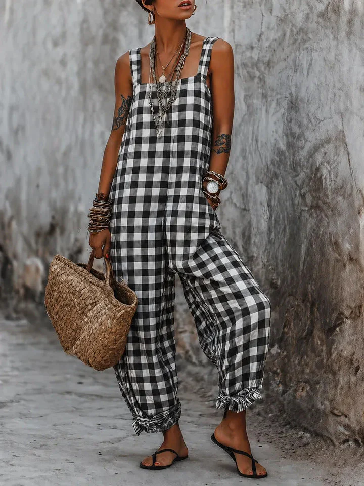 Linen Blend Sleeveless High-Waist Wide-Leg Overalls Jumpsuit – 5 Colors S–3XL - Image 5