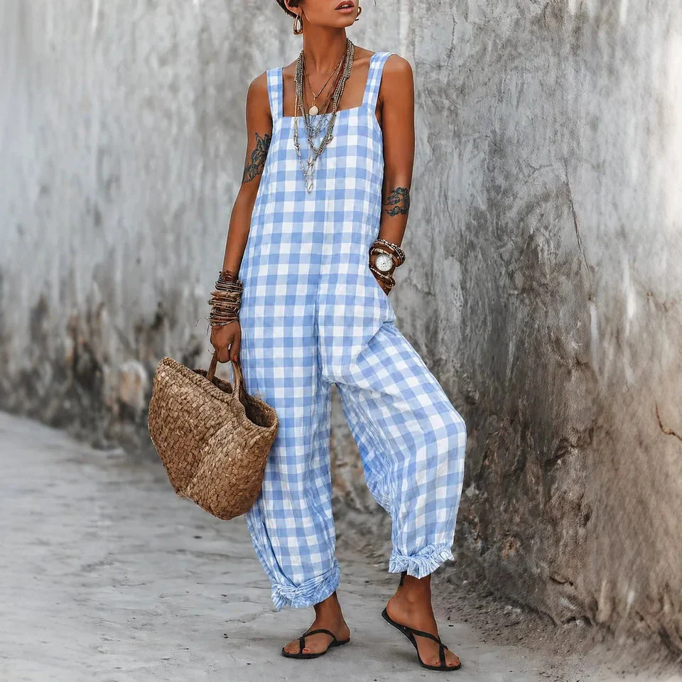 Linen Blend Sleeveless High-Waist Wide-Leg Overalls Jumpsuit – 5 Colors S–3XL - Image 7