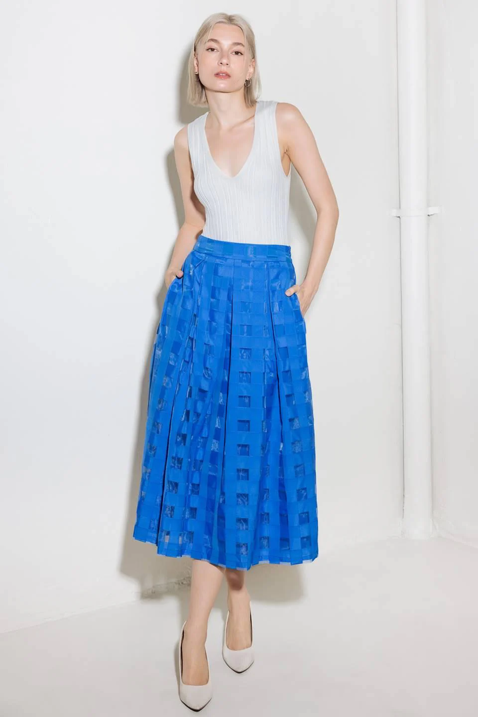 Live for Us Blue Organza Midi Skirt - Image 7