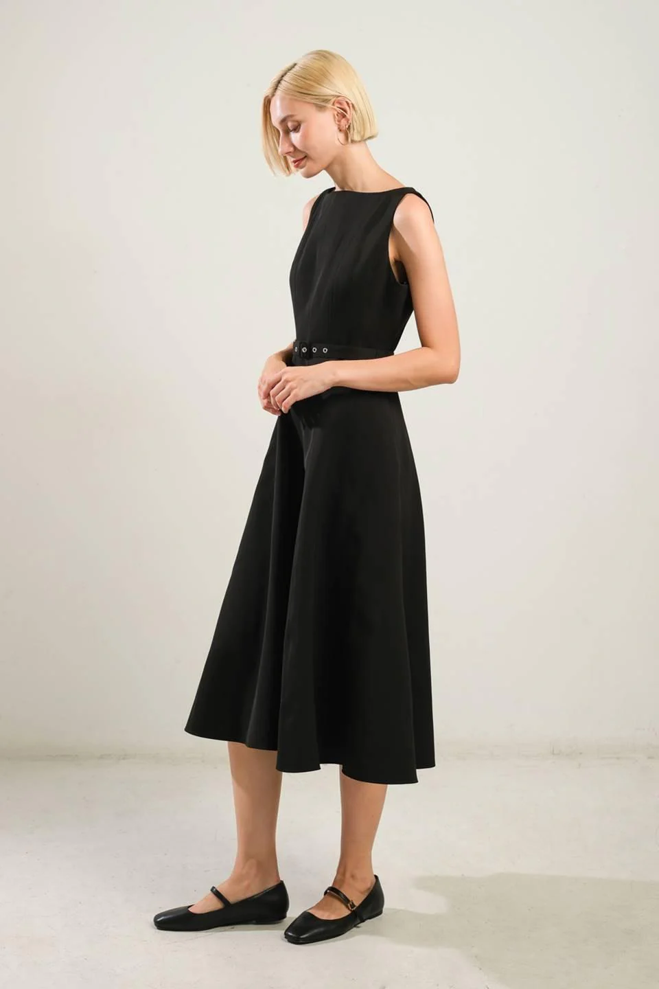 Living the Dream Black Woven Midi Dress - Image 2