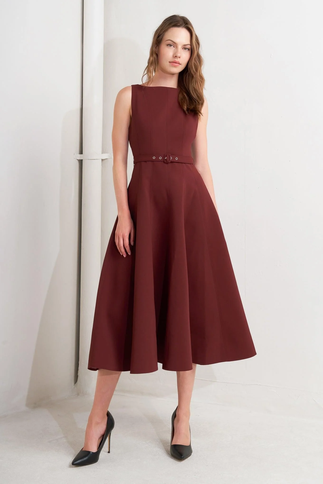 Living the Dream Wine Woven Midi Dress - Image 6