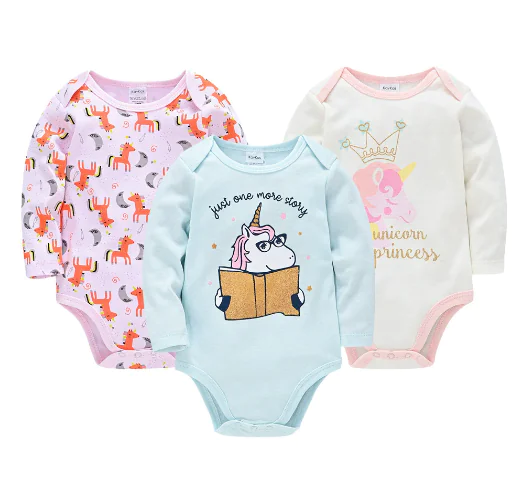 Long Sleeve Cotton Baby Bodysuit 3-Piece Set (1 Piece) - Image 3