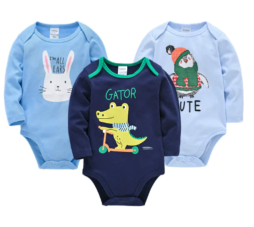 Long Sleeve Cotton Baby Bodysuit 3-Piece Set (1 Piece) - Image 6