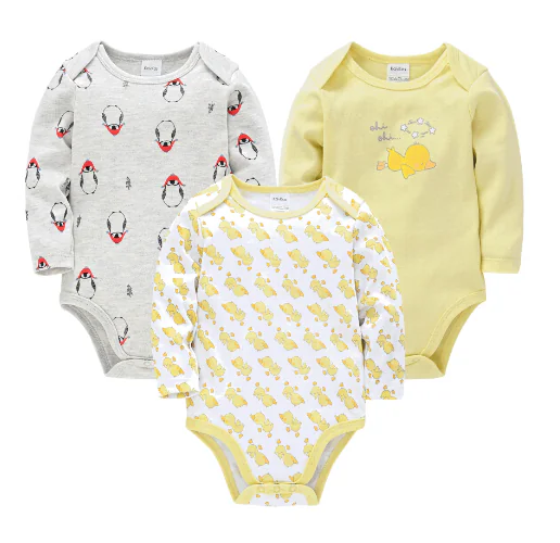 Long Sleeve Cotton Baby Bodysuit 3-Piece Set (1 Piece) - Image 7