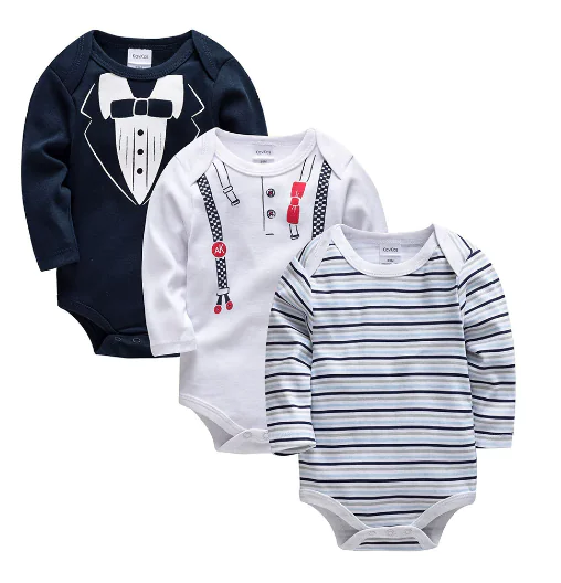 Long Sleeve Cotton Baby Bodysuit 3-Piece Set (1 Piece) - Image 9