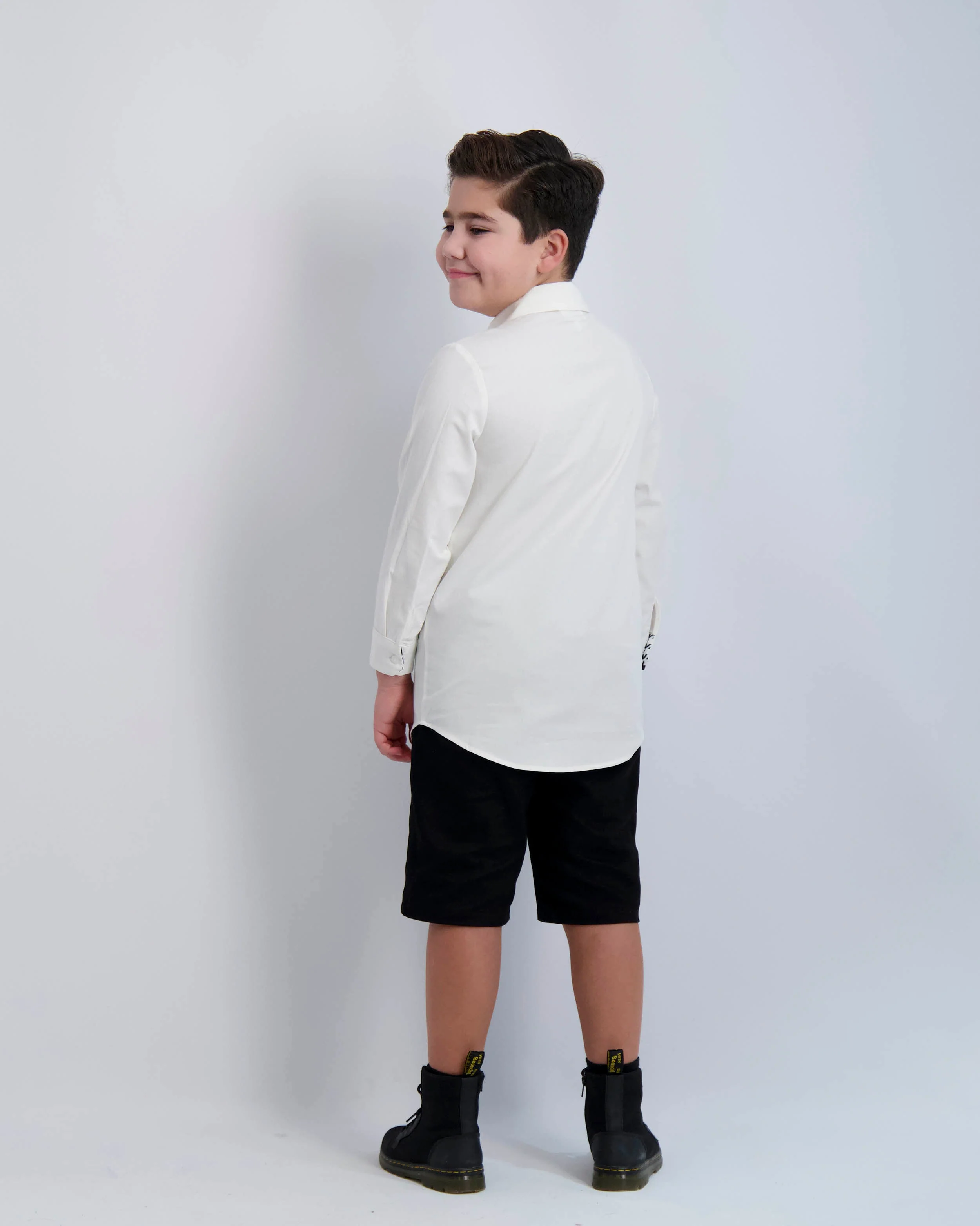 Long Sleeve Dress Shirt with Houndstooth Contrast - Image 5
