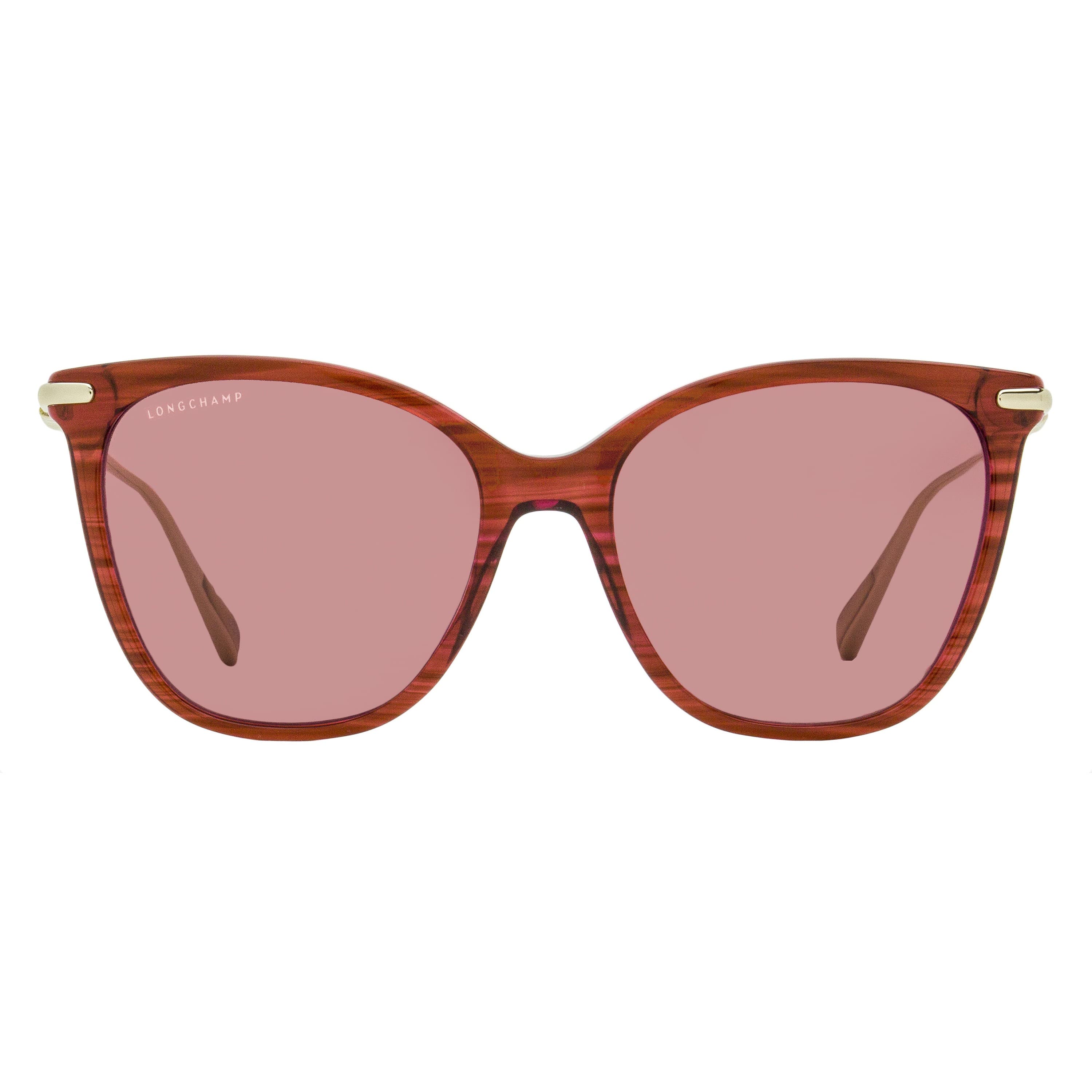 Longchamp Rounded Square Sunglasses LO757S 607 Striped Red/Gold 55mm - Image 2